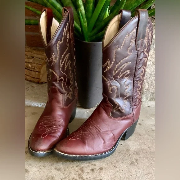 Old West Child size 10  Cowboy Boots Leather - Picture 3 of 11
